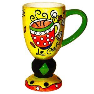 Vtg Le Cafe Pedestal Coffee/Latte tal Mug,Personalize Desk Mug